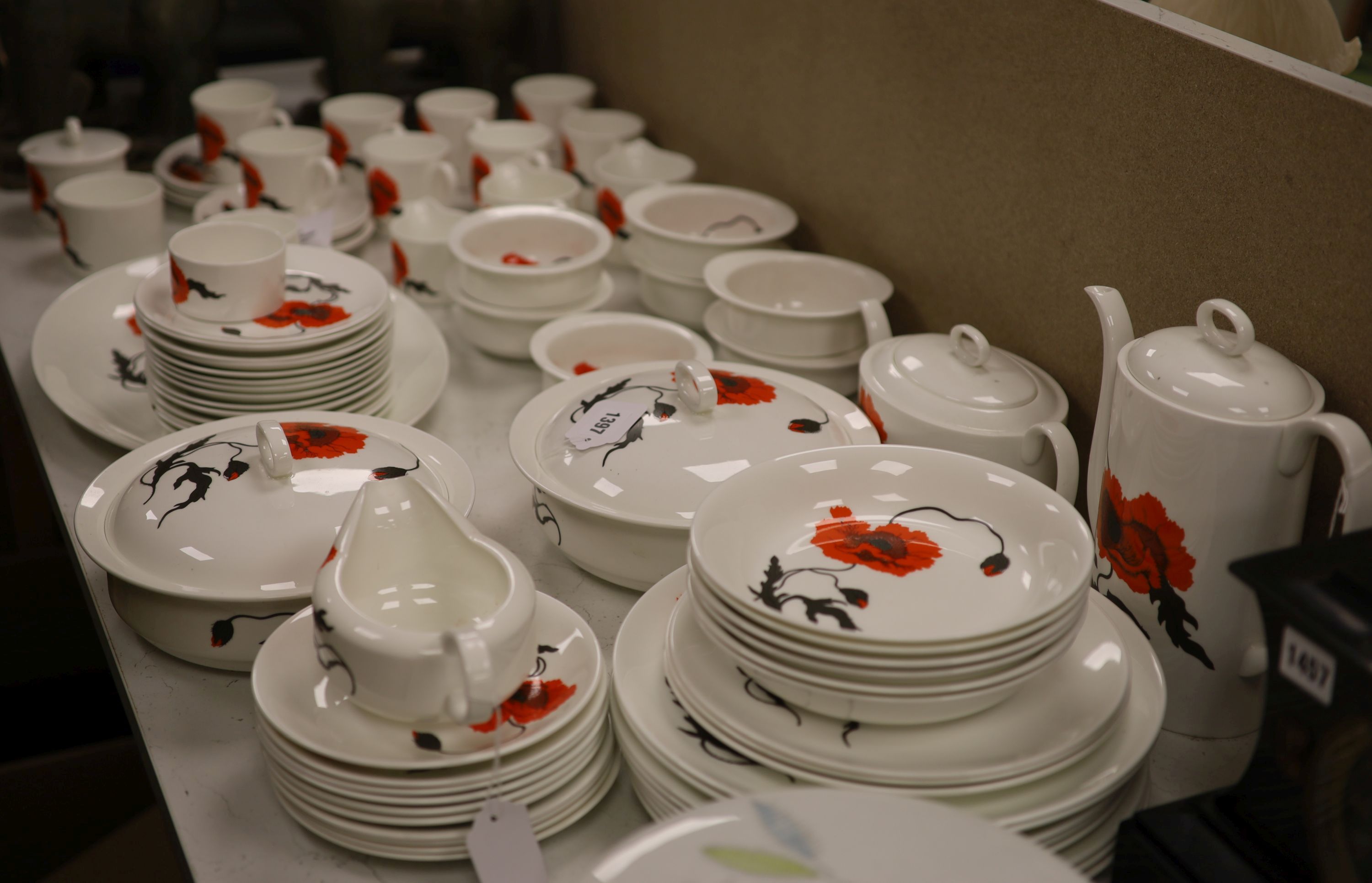 Susie Cooper for Wedgwood, an extensive collection of 'Corn Poppy' tableware,